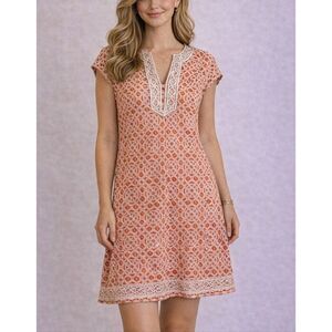 J. McLaughlin orange pink tunic geometric printed dress size small